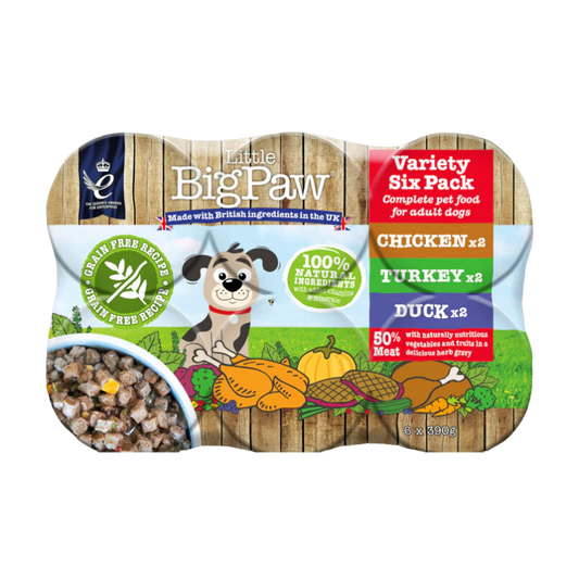 Little Big Paw Variety Pack- 6 units of 390 Grams (Chicken, Duck, Turkey -2 Packs Each)