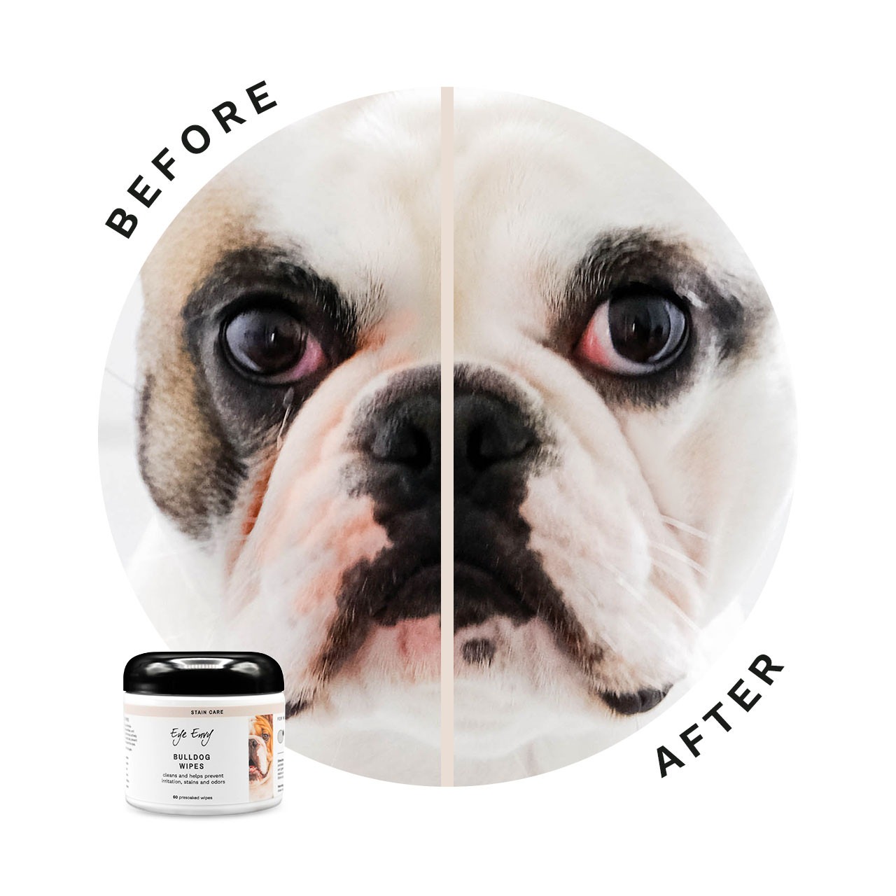 Eye Envy Tear Stain Remover Wipes - Bulldog