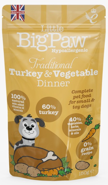 Little Big Paw - Traditional Turkey & Vegetable Dinner	- 150 Grams