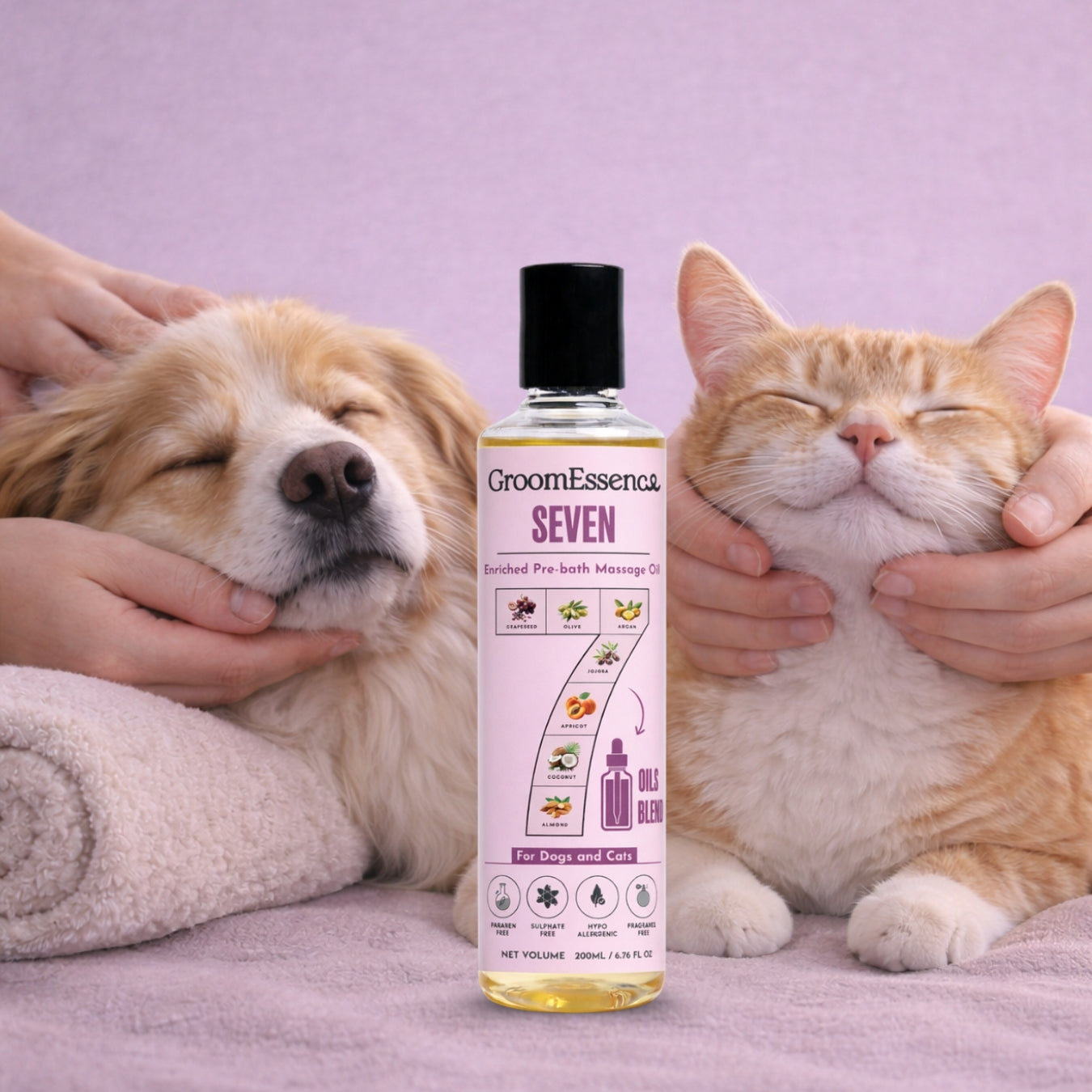 Seven Oils Blend Pet Massage Oil for Dogs and Cats | 200ml