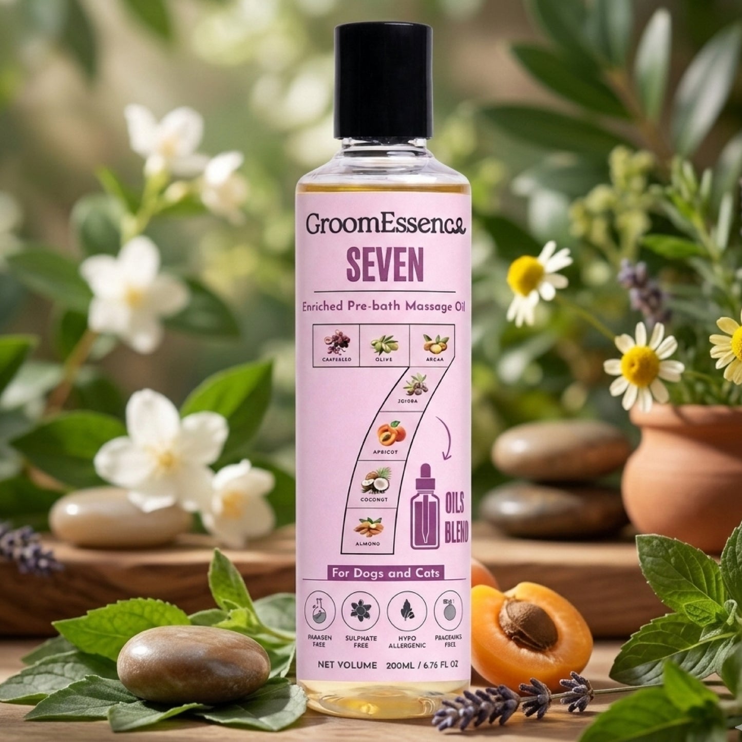 Seven Oils Blend Pet Massage Oil for Dogs and Cats | 200ml