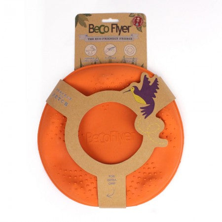 Beco Flyer - Natural Rubber Fetch Frisbee for Dogs, Orange