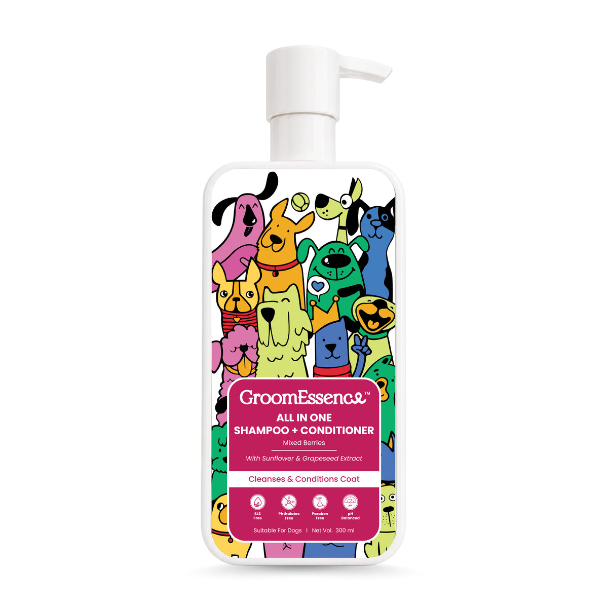 All in One Shampoo + Conditioner for Dogs with Sunflower & Grapeseed Extract | Gentle Shampoo + Conditioner for Dogs | 300 ml