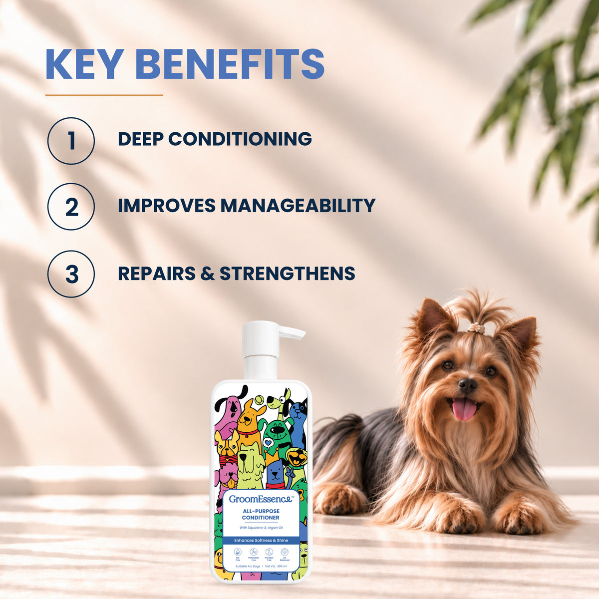 All-Purpose Dog Conditioner with Squalene & Argan Oil | Gentle Pet Conditioner for Dogs | 300 ml
