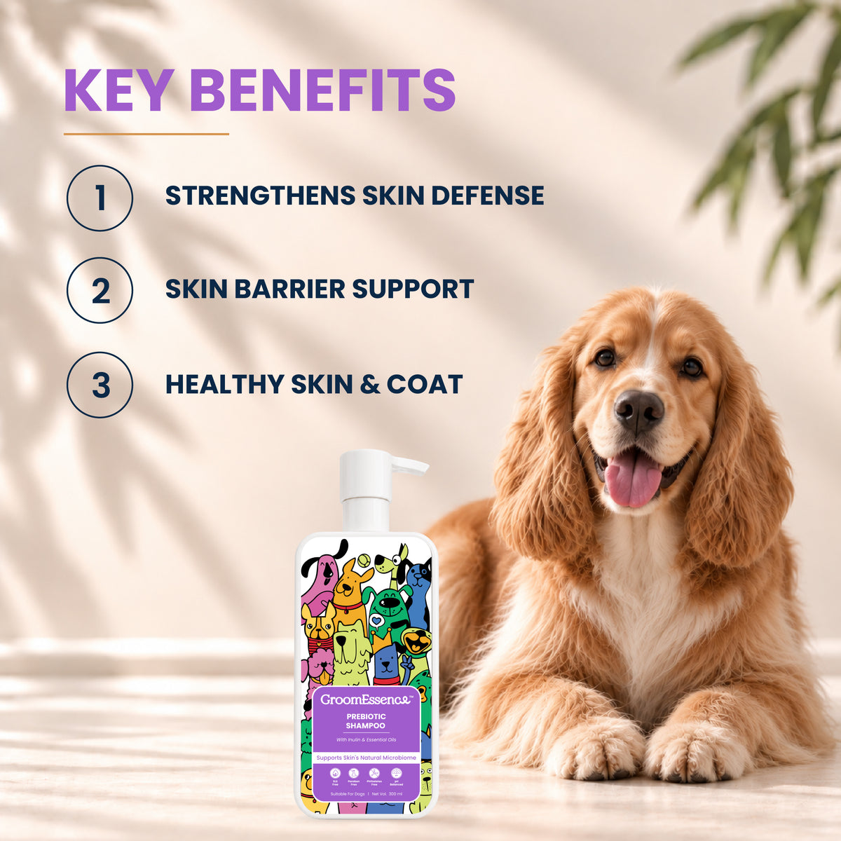 Prebiotic Dog Shampoo with Inulin & Essential Oils | Gentle Pet Shampoo for Dogs | 300 ml