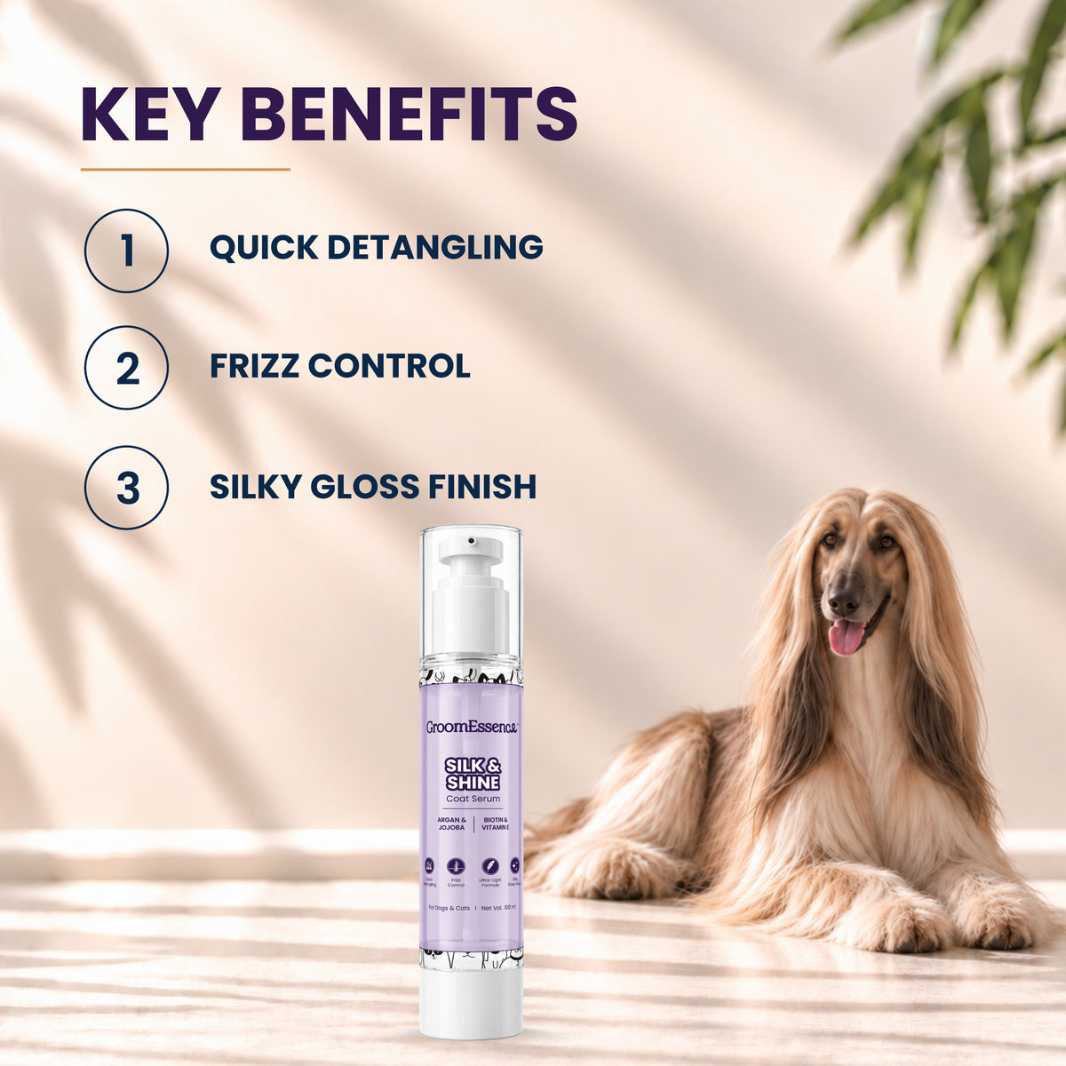 Silk & Shine Coat Serum for Dogs & Cats | Serum for Pets | Biotin & Vitamin E | 100 ml