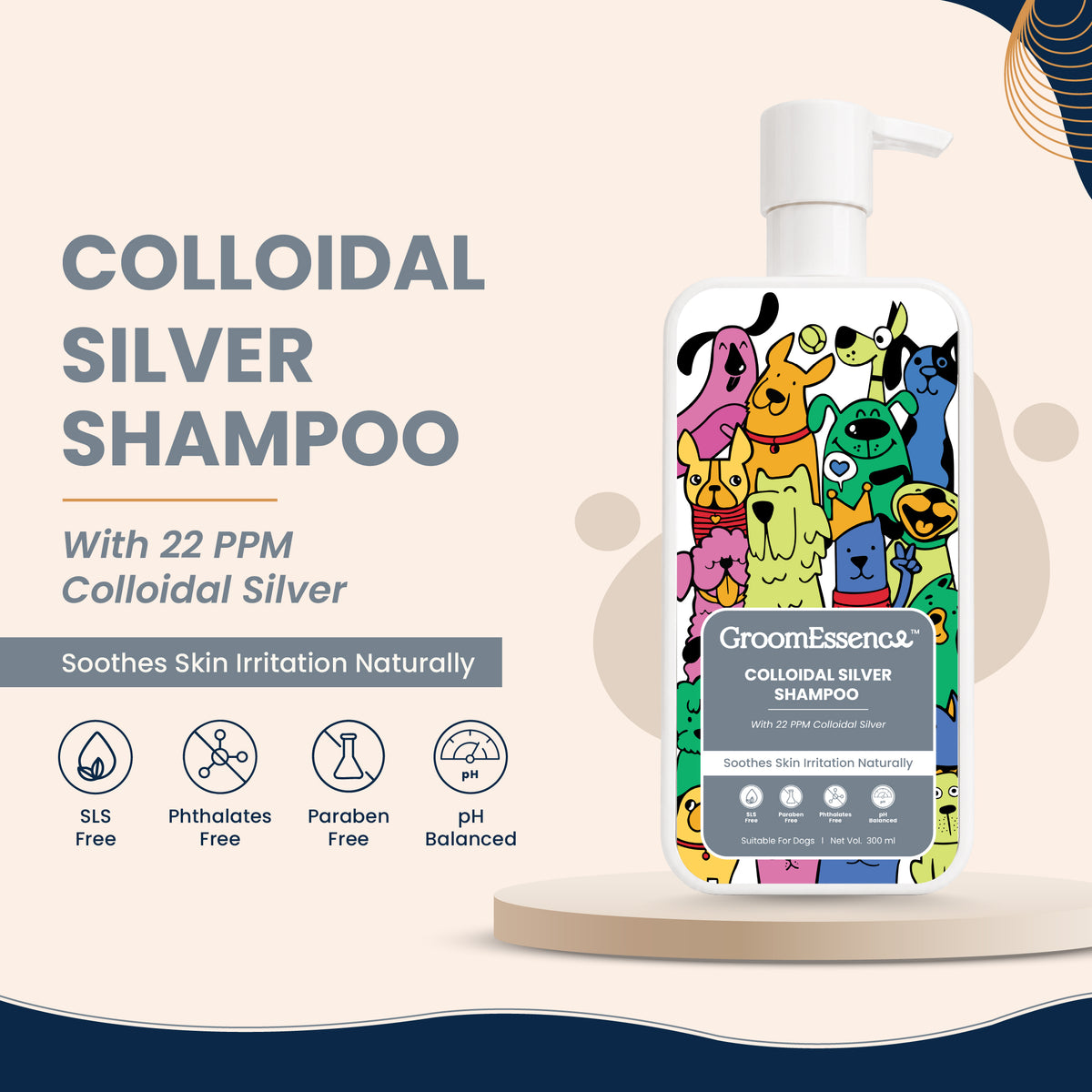 Colloidal Silver Shampoo for Dogs with 22 PPM Colloidal Silver | Gentle Pet Shampoo for Dogs | 300 ml